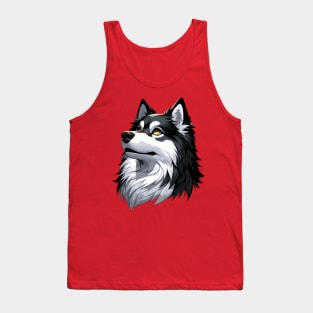 Stunning and Cool Icelandic Sheepdog Monochrome and Gold Portrait for Father's Day Tank Top